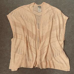 Chico's Poncho Womens S/M Small/Medium Peach Knit Lightweight Wrap Shawl Top